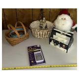 Woven Baskets and Santa Figurine