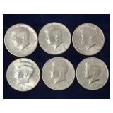 6 Kennedy Half Dollars