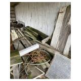 Scrap Wood Pile, Barrel, Barn Door, and More