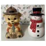 Ranger Bear Cookie Jar and Snowman Cookie Jar