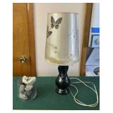 Lamp with a Bowl of Decorative Rocks