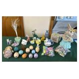 Easter Figurines with Eggs and Small Bunnies