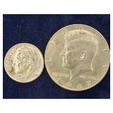 1967 Kennedy Half Dollar in a 1964 Dime