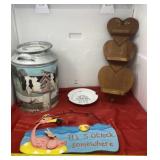 Wood Heart Shape, Exercise Plate, Cow Popcorn Tin