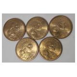 Five Sacagawea Dollars Year 2000