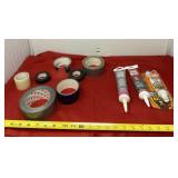 Duct Tape, Electric Tape, Latex, Caulk and