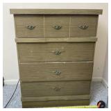 High Boy 6 Drawer Dresser with Scratches. Measures