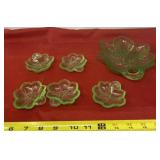 Uranium Green Glass Leaf Dishes