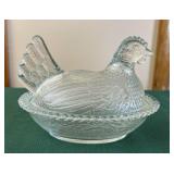 Vintage Indiana Glass Hen on A Nest Candy