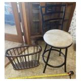 Magazine Rack and Swivel Bar Stool with Padded
