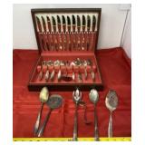 Oneida Community Plated Silverware Set in Wood