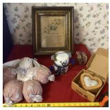 Heart mirrors, Snowman Decor, Bunny and Our Lady