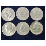 6 Kennedy Half Dollars