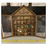 Wood Shadow Box with Collectibles. 14" x 20"