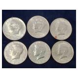 6 Kennedy Half Dollars