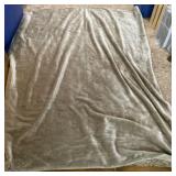 Taupe Colored Plush Velvet Throw. 57" x 68"