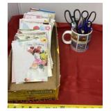 Cup of Pens, Scissors and New Holiday Cards