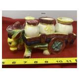 Donkey with Cart and Salt & Pepper Shakers,