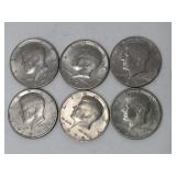 6 Kennedy Half Dollars
