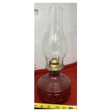 Horizontal Rubbed Red Glass Base with Clear Shade