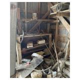 Everything in Corner Including Wire, Lumber, and