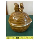 Vintage Ceramic Walnut-Shaped Candy Dish with