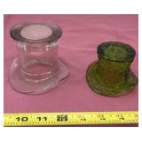 Two Vintage Glass Items shaped like Top Hats