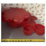 Plastic Salad Bowl with Tray and Smaller