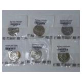 Six Uncirculated Kennedy Half Dollars