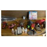 Tractor and Old Car Replicas, Cow Figurines and