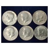 6 Kennedy Half Dollars