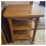 Butcher Block Table with Power Strip and Wheels