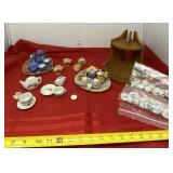 Wood Shelf and Tea Sets
