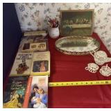 Mirror Tray, Pens, Tea Set, Books and The Last