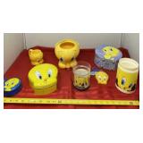 Tweety Bird Tin, Coin Purse, Cups and Basket