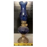 Small Cobalt Blue Hurricane Oil Lamp