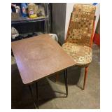 Metal Hairpin Legged Table and Vinyl Chair with