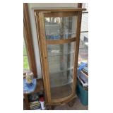 Antique Oak Wood Curio Cabinet. 58.5" x 20".