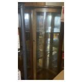 Lighted Corner Curio Cabinet. 35" x 24" x 58".