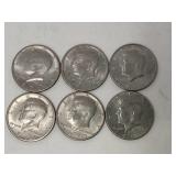 6 Kennedy Half Dollars