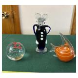 Three Decorative Glass Figurines