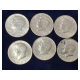 6 Kennedy Half Dollars