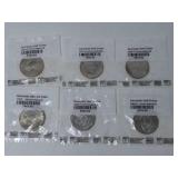 6 Kennedy Half Dollars Uncirculated