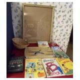 18" x 22" Picture Frame, Basket, Glass Pig, The
