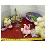 Easter Baskets, Plastic Eggs, Glass Top to Easter