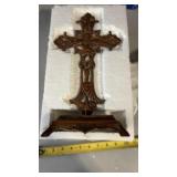 rustic cast iron standing cross with ornate
