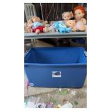 Large Tote with Vtg Dolls-Cabbage Patch, Care