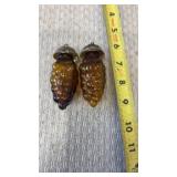 Retro Amber Glass Hanging Grape Cluster Salt &