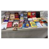 Collection of Christian books, including many