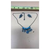 Turquoise bib-style necklace and matching